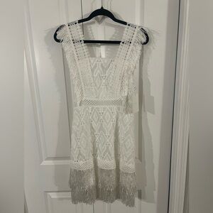 Cocktail dress:Avantlook Neiman Marcus Elegant White Fringe Dress